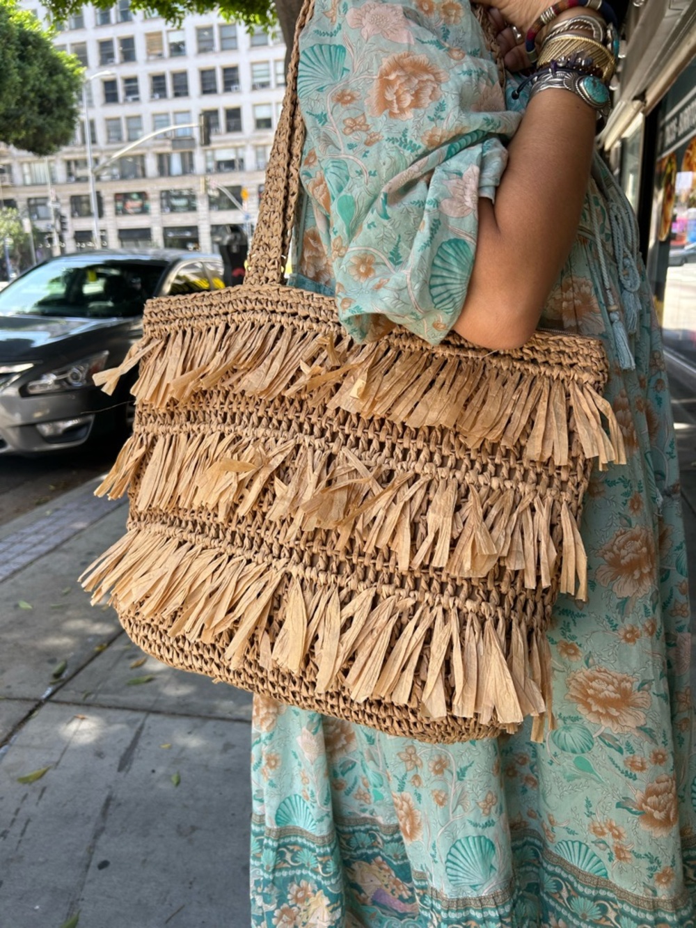 Fringed Natural Straw Tote Bag - Womenpanama Straw bag
